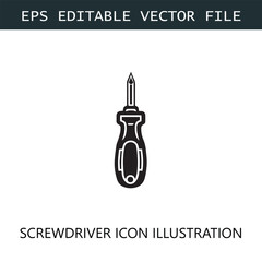 Screwdriver Icon Logo Vector Image in Black and White
