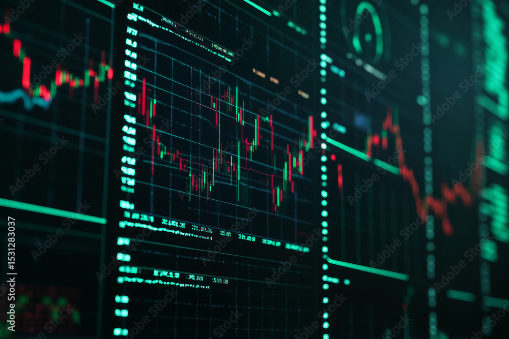 Poster market graph and charts, abstract background with lines, ai generated image