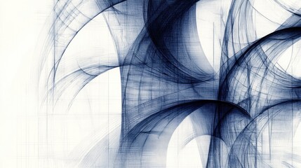 Obraz premium Abstract blue shapes weaving through white space