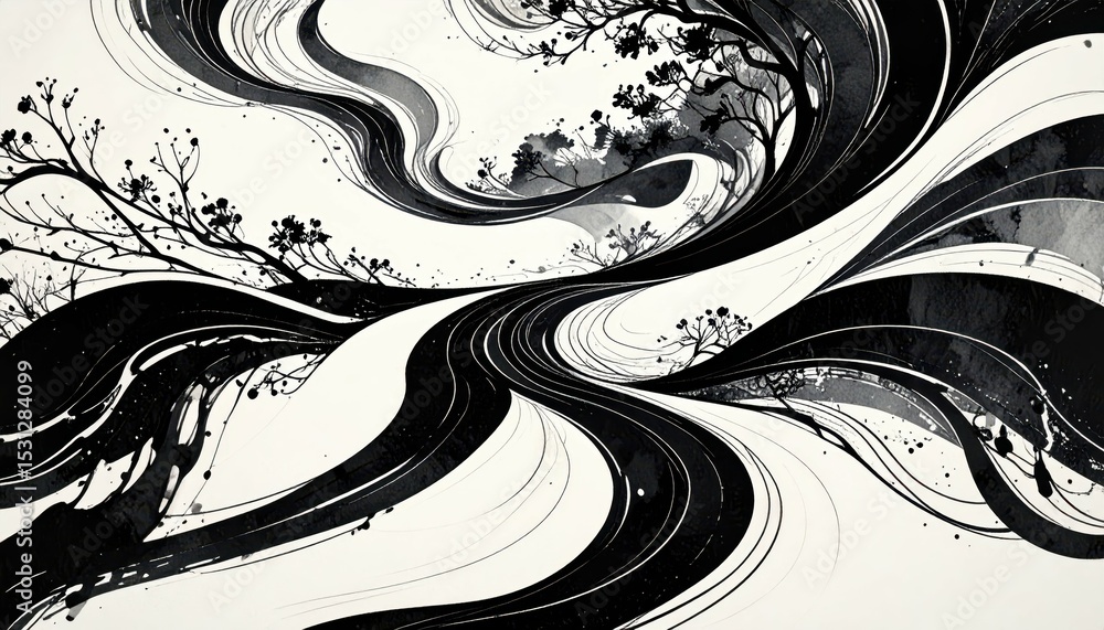 Aufkleber elegant swirling ink patterns create artistic flow on paper