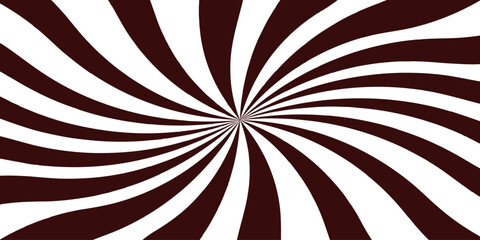 Abstract vivid spiral pattern featuring alternating coffee and white wavy radial lines.Swirling lines twist outward with curvature with motion.  nougat dessert wallpaper for template, banner, post