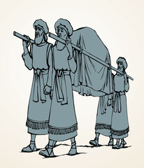 Fototapeta premium Vector drawing. Priests with an ark