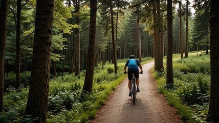 Obraz premium Biking Through Nature Trail