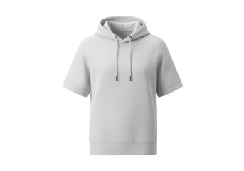 Isolated White Short Sleeve Hoodie Casual Apparel
