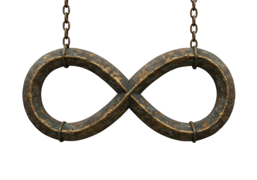 Isolated Infinity Symbol Hanging on Chains Rustic Eternity