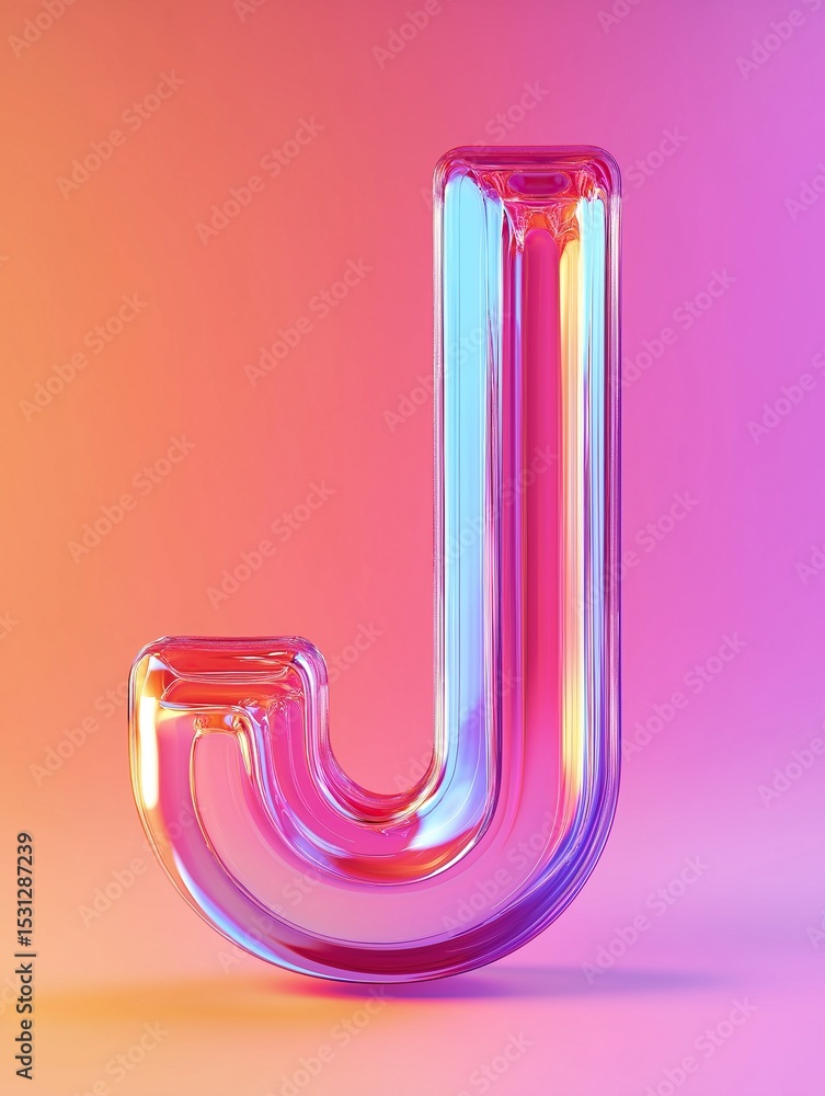 Aufkleber 3d rendered iridescent glass letter 