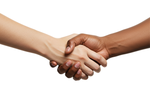 Isolated Diverse Hands Shaking in Agreement Partnership