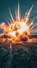 Explosion in deserted landscape