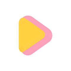 Pink and Yellow Play Button: Minimalist Geometric Design Element