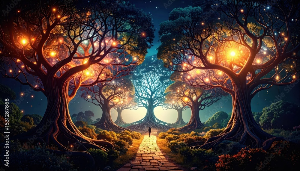 Poster abstract visualization of interconnected pathways and ideas