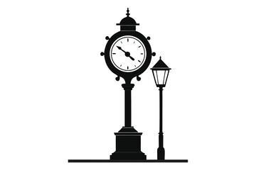 Elegant street clock vector elements illustration for urban design and vintage decor