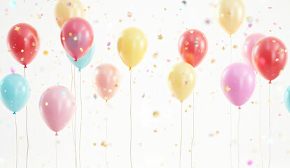 Colorful balloons. Copy space. Cute. Surprise. Celebrate. Gifts. Present. Event.