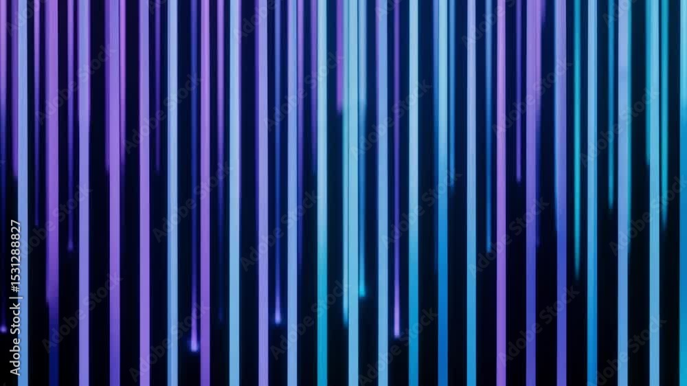 Poster vertical blue and purple lines create a vibrant abstract background pattern