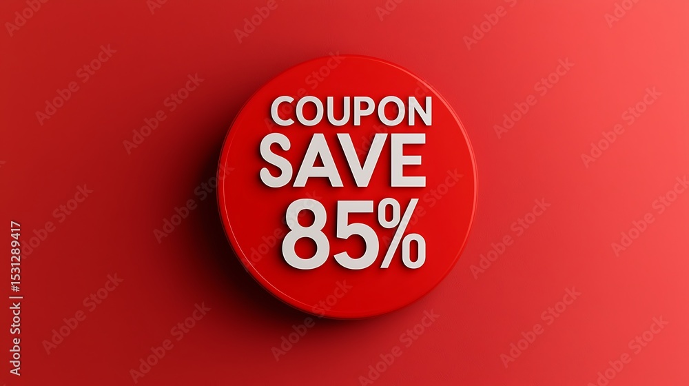 Aufkleber a red coupon button displaying 