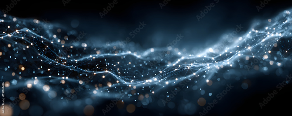 Poster blue technology background with network connections and digital data connection, web banner design f