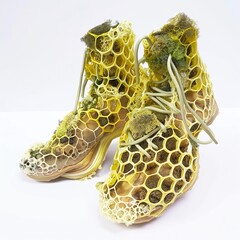 Honeycomb Heels: A Fusion of Nature and Couture with lace up design