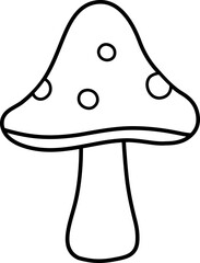 mushroom outline vector Isolated. 
mushroom black line icon cartoon style.  
Transparent background.　SVG file.