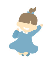 笑顔でジャンプする女の子のイラスト