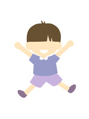 笑顔でジャンプする男の子のイラスト