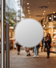 Fototapeta premium blank white round sticker on a window