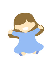 笑顔でジャンプする女の子のイラスト