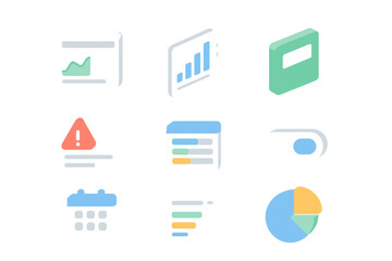 Abstract glowing 3d icons on dark background