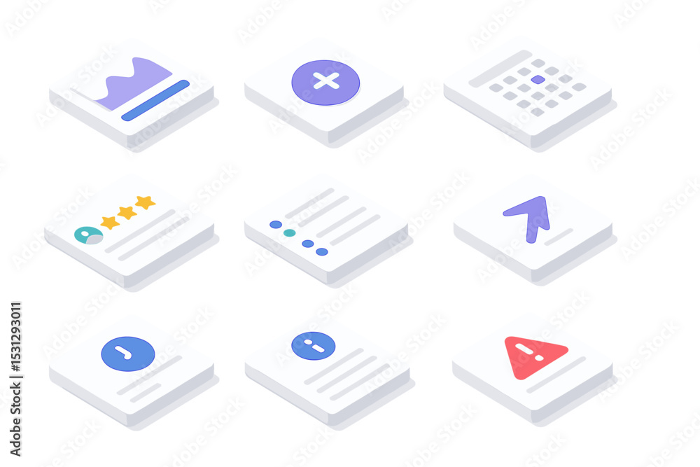 Aufkleber abstract isometric icons for data management and analytics