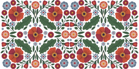 Abstract colorful Floral Ornament, floral pattern illustration, used to clothes texture, fabric illustration, flower pattern vector, beautiful seamless pattern background, modern design.