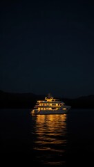 Obraz premium Luxury yacht at night calm waters dark sky