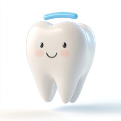 Cute cartoon tooth with halo