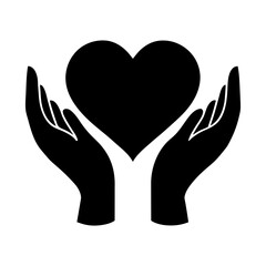 hands show gesture heart with heart inside vector silhouette