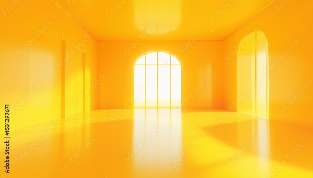Poster bright yellow abstract gradient in spacious studio setting, utilizing yellow gradient in studio spac