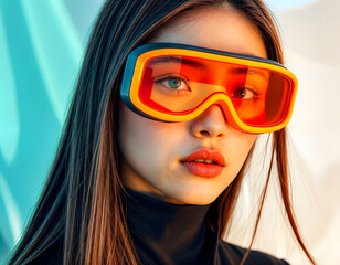 Modern women with fashionable eyeglass