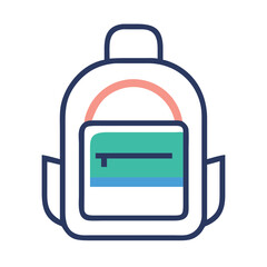 Backpack icon with colorful design and minimalistic style  
