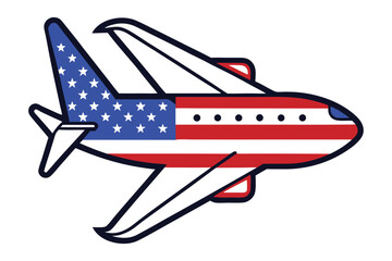 A american flag color airbus, plane vector illustration on white background.