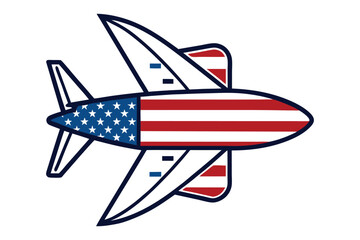 A american flag color airbus, plane vector illustration on white background.