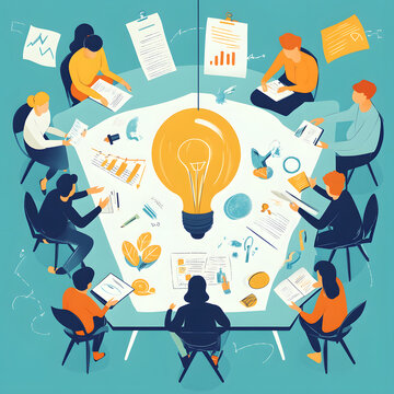 Creative Teamwork and Brainstorming Concept for Agency Promotions highlights the energy and collaboration behind successful ideas. Featuring visuals of diverse team members sharing thoughts, sketching