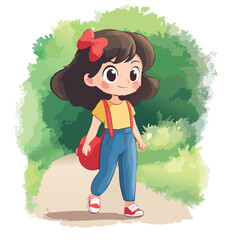 little girl with a backpack
