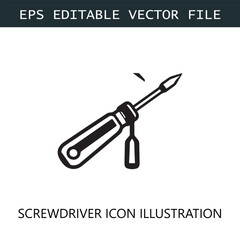 Screwdriver Icon Logo Vector Image in Black and White
