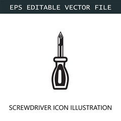 Screwdriver Icon Logo Vector Image in Black and White
