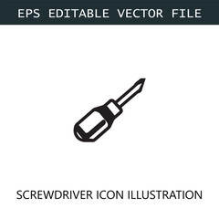 Screwdriver Icon Logo Vector Image in Black and White
