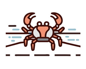 red crab with a sign