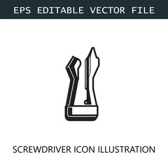 Screwdriver Icon Logo Vector Image in Black and White
