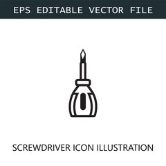 Screwdriver Icon Logo Vector Image in Black and White
