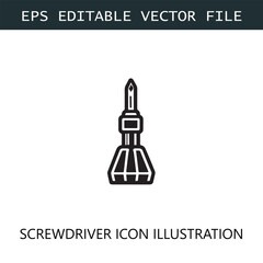 Screwdriver Icon Logo Vector Image in Black and White
