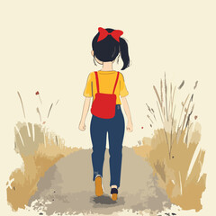 young girl with a backpack