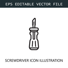 Screwdriver Icon Logo Vector Image in Black and White
