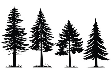 Obraz premium Set of Pine Tree Silhouettes | Vector Evergreen Tree Shapes for Forest and Winter Design