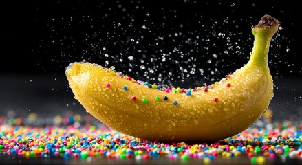 A Wet Banana with Rainbow Sprinkles