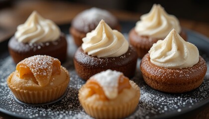 Delicious cupcakes with creamy frosting and caramel delights a tempting sweet treat for dessert lovers